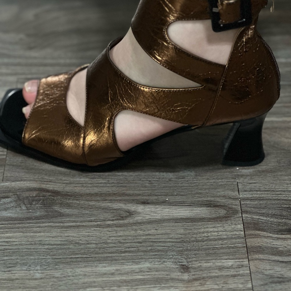 Metallic Brown Strappy Heel Sandals - Picture 10 of 11